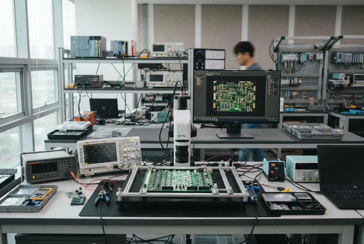PCB 검사 장면을 표현한 AI 생성 콘셉트 이미지